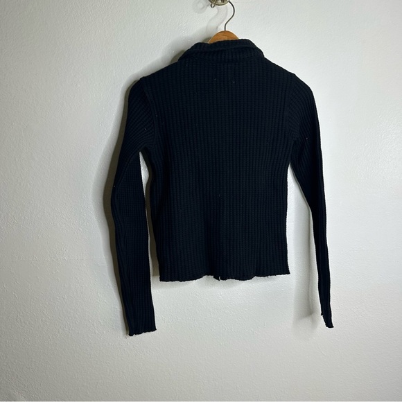 NWT MATE The Label 100% Organic Cotton Waffle Button Down Cardigan Black XS - Picture 5 of 14